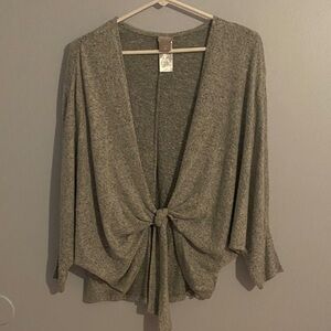 Chico's Heather Gray Tie-Front Cardigan